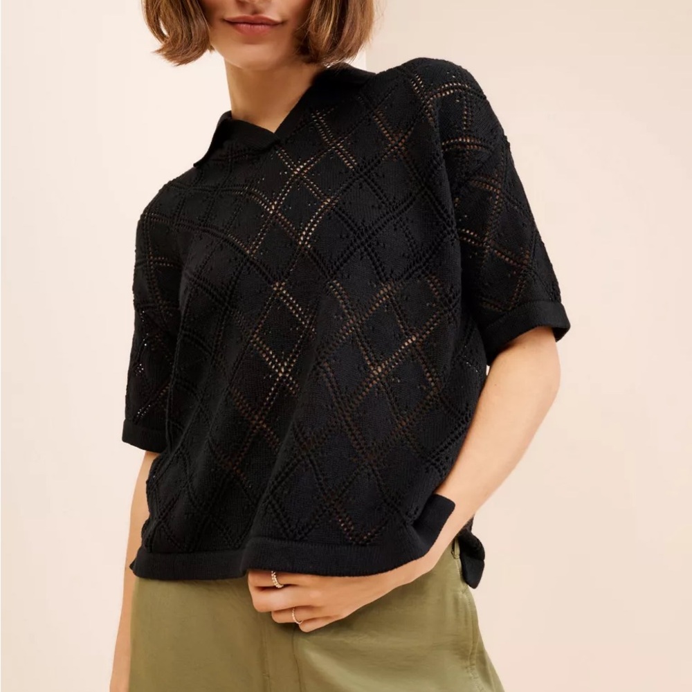 Urban Outfitters Pointelle Knit Polo Shirt